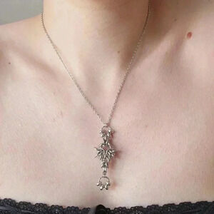 Gothic medieval witch chainmaille necklace with a small silver chain